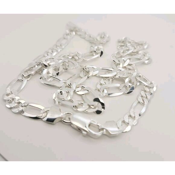 925 sterling silver figaro chain necklace 24" A+ - Picture 2 of 7